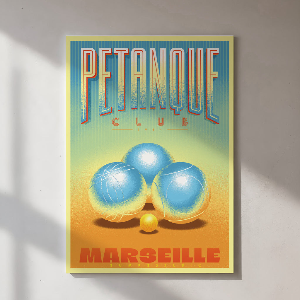 AFFICHE PETANQUE CLUB Retro