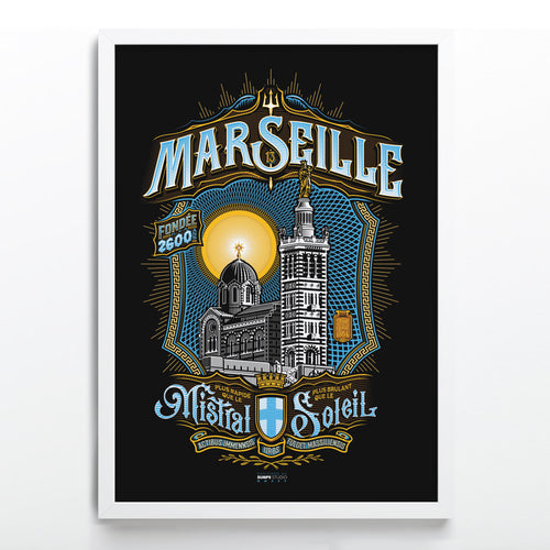 Affiche Marseille Notre dame de la garde - la bonne mère - Tattoo - marseille Tatouage  - Victorian art  – Poster Marseille Tattoo  - Retro - vintage - Marseille  | SUMPS Studio