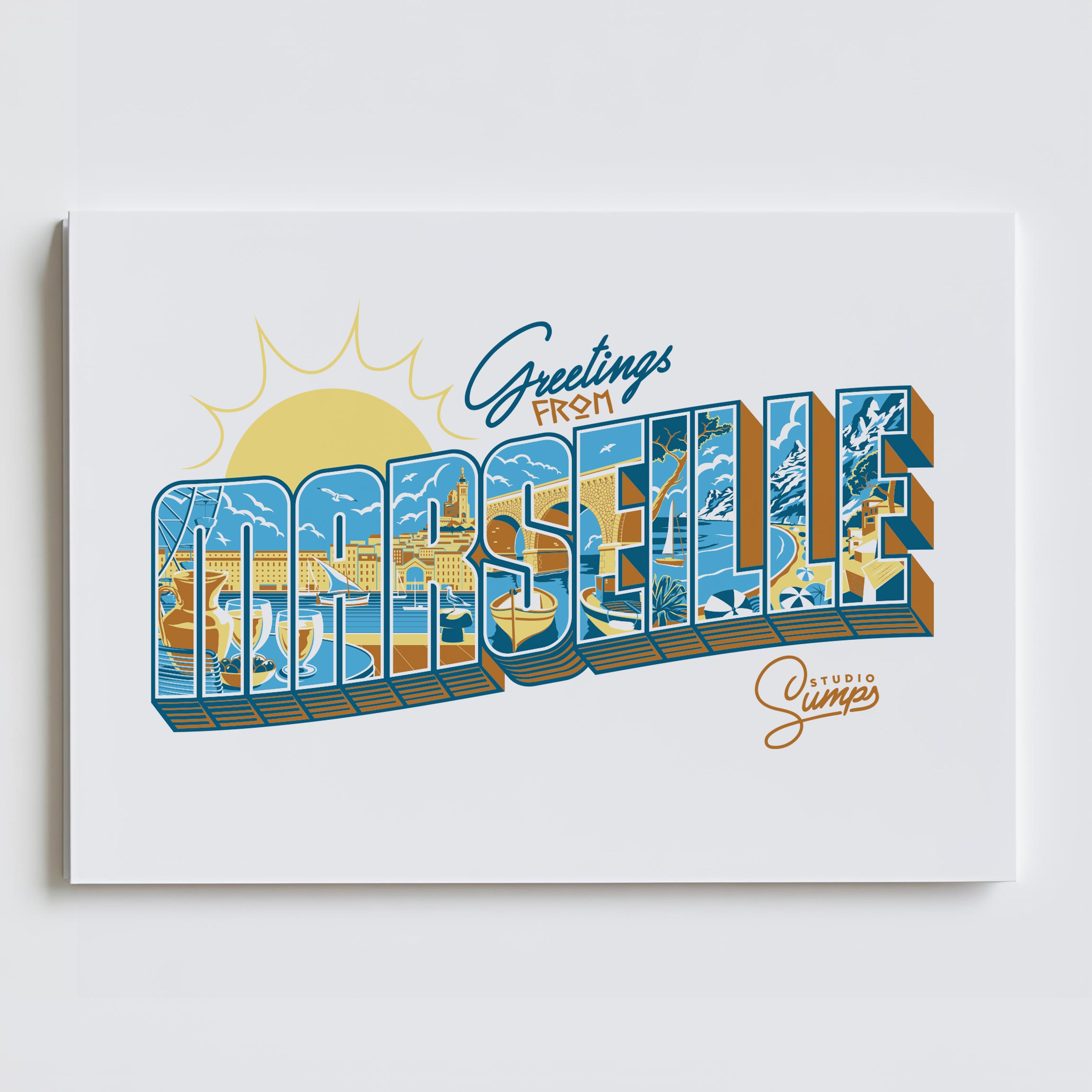 Carte Postale Greetings From Marseille – recto illustration