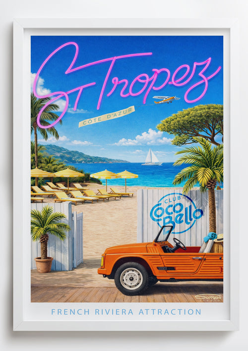 Affiche St Tropez - Côte d'Azur - Club Coco Bello - Sumps Studio